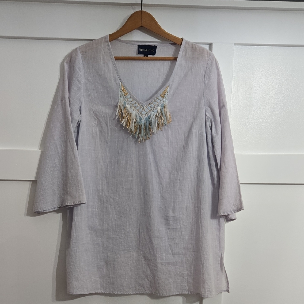 Buckle Women's Lavender Tunic with Fringe Accent